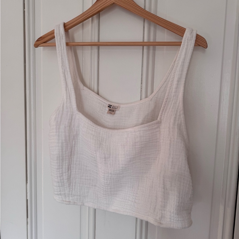 Billabong Cream Smocked Crop Tank Top